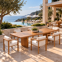 Ensemble de salle à manger d'extérieur en teck résistant aux UV, ensemble de fauteuils pour hôtel, resort, terrasse, fabrication sur mesure