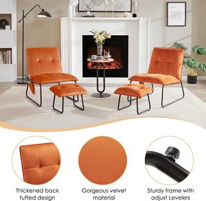 THLCr-0008 Foldable Tufted <b>Velvet</b> Accent Chair with Ottoman for Living Room Furniture or Hotel Use - Product Image 6