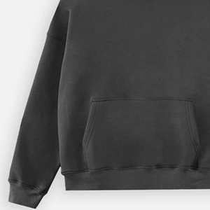 Sweat à capuche surdimensionné noir personnalisable pour femmes avec poche kangourou en relief polaire à manches longues hiver OEM vente en gros approvisionnement en vrac - Product Image 4