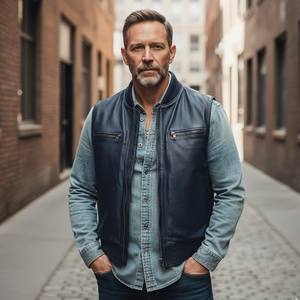 Chaleco de cuero para motociclistas, chaqueta sin mangas, Lederweste herren - Product Image 1