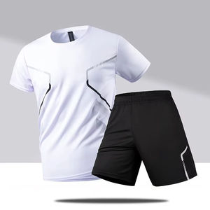 เสื้อยืดออกกำลังกายผู้ชาย & กางเกงขาสั้น ชุดฟิตเนส วิ่ง เสื้อคอมเพรสชั่น ชุดออกกำลังกายผู้ชาย เสื้อยืดแขนสั้น - Product Image 1