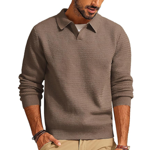 Pull d'hiver pour homme sur mesure OEM, manches longues, col en V, pull décontracté, haut ample, polyester/viscose, uni, respirant, tricoté - Product Image 6