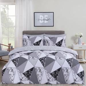 Classic Black and White Marble Patchwork Bedding Stylish Florals <b>Stitching</b> 400TC <b>Set</b> - Product Image 1
