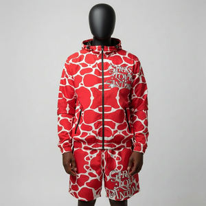 Conjunto Corto de Verano Ecológico 100% Algodón con Serigrafía Personalizada, Cortavientos Tejido, Estilo Urbano Hip Hop, Teñido Liso, Conjuntos Altos - Product Image 5