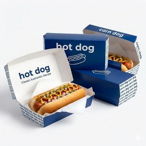 Scatola per Hot Dog Personalizzata con Logo, in Carta Kraft Anti-unto, per Asporto, Confezione per Alimenti, Corn Dog, Waffle, <span class=keywords><strong>Pizza</strong></span>, Sandwich, Scatola da Asporto OEM ODM - Product Image 3