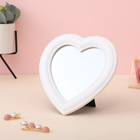Miroir de maquillage rose en forme de cœur avec logo personnalisé Miroir de courtoisie mural de table