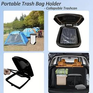 Cubo de basura plegable para organización de cocina para acampar al aire libre con almacenamiento de gran capacidad con un soporte de basura de inserción de tubo - Product Image 3