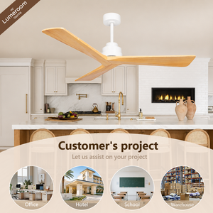 52 Inch Modern Solid Wood <b>Ceiling</b> <b>Fan</b> No Light <b>with</b> <b>Remote</b> Control, Quiet Reversible DC Motor for Living Room - Product Image 3