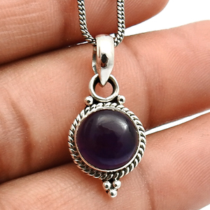 Venta caliente de alta calidad 925 plata esterlina amatista natural piedra preciosa forma redonda colgante informal joyería hecha a mano proveedor a granel - Product Image 4