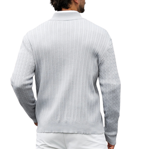 <b>Mens</b> Winter <b>Wool</b> Cable Knit Quarter Zip <b>Sweater</b> Pullover Long Sleeve Mock Neck Ribbed Cuff Business Casual <b>for</b> Wholesale - Product Image 2