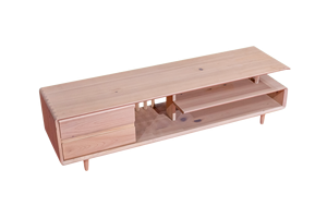 Meuble TV moderne en chêne naturel Meuble console multimédia en bois massif Maison Hôtel Appartement Élégant Salon Rangement meubles - Product Image 2