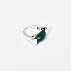 925 Sterling Silver Handmade Half Bezel Setting <b>Cushion</b> Cut Green Onyx Women's Fine Jewelry <b>Ring</b> Factory Direct for Parties - Product Image 4