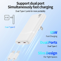 Chargeur Ultra-mince 65W GaN pour Muiti Device Type-C Charge Rapide PD Charge Super Rapide pour NS Switch iPhone Ordinateur Portable Voyage