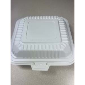 ProTakeOut [9 x 9 x 3 pulgadas] Contenedores deslizantes blancos de 3 compartimentos, paquete de 150, con cierre central, para llevar, duraderos y ecológicos, de MFPP - Product Image 1