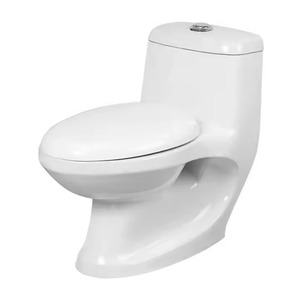 Commode de toilette de salle de bain Siphonic One Piece Allongée Commode Toilette avec housse de siège et raccord Articles sanitaires en céramique Monobloc - Product Image 1
