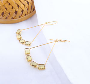 ต่างหูคริสตัลควอตซ์ทรงขนมปังฝรั่งเศสสำหรับสตรีต่างหูทองเหลือง18K ชุบทอง18K - Product Image 4