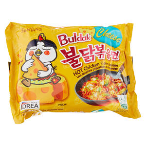 Auténticos Fideos Instantáneos Samyang Buldak Cheese Hot Chicken Ramen en Paquete a Granel, 130 g, Fideos Instantáneos Coreanos con Sabor a Fideos Picantes - Product Image 1