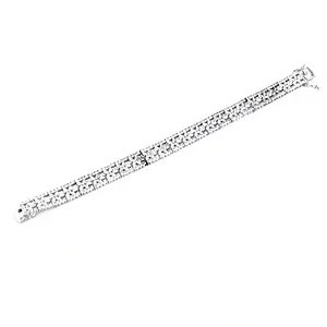 Bracelet tennis en argent 925 avec diamant taille princesse et perle, style bohème, plaqué rhodium, pour femme, bijoux pour tous les jours - Product Image 1