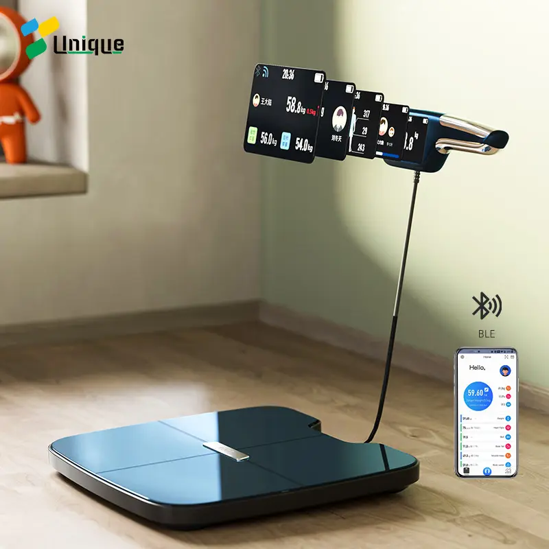 New Arrival Premium TFT big colorful display scale Body Fat Professional DEXA 8 electrodes home medical smart weighing scale