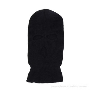 Vente en gros cagoule masque de ski 3 trous intégral tricoté chapeau d'hiver cagoule personnalisée skimask pour hommes femmes - Product Image 2