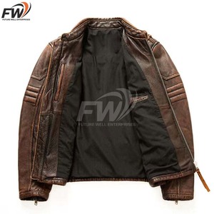 Chaquetas de Cuero Genuino Recubierto al por Mayor para Hombre y Mujer, Unisex, Estilo Vintage, Cuello Alto, Transpirables, Personalizables - Product Image 2