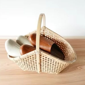 Haute qualité bambou pique-nique panier tissé poignée polyvalent stockage Fruits légumes fleurs jardin décor usage domestique fait Vietnam - Product Image 1