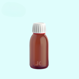 Plastic PET Round Syrup <b>Bottle</b> <b>100ml</b> with CR Lid Amber Vietnamese Manufacturer OEM ODM Service Best Quality M0730 - Product Image 1