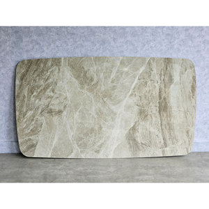 High-End Contemporary <b>Dining</b> <b>Table</b> MB041 140x80cm Cloud-Design Ceramic Top Assembled Sintered Stone and Wooden Base - Product Image 2