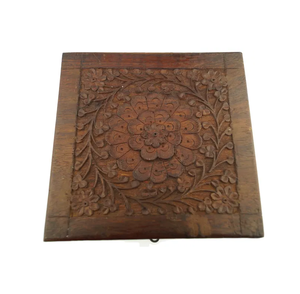 Sous-verre sculpté en bois ensemble de 6 tampons de tasse vintage avec support fleur orné boîte barre accessoires grande idée cadeau - Product Image 3