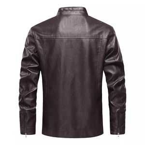 เสื้อโค้ทหนังพียูสำหรับผู้ชายปกตั้งดีไซน์ล่าสุดผ้าแคนวาส - Product Image 3