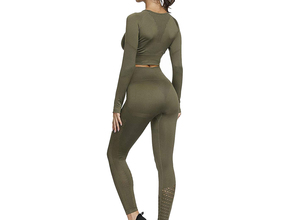 Conjunto Deportivo de 2 Piezas para Mujer, Talla Grande, de Alta Calidad, Personalizable, Ropa de Yoga Sólida, Tejido Ecológico que Absorbe la Humedad - Product Image 3