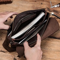 Dompet Wanita Model Baru Fashionable Tahan Lama Kapasitas Besar Tempat Ponsel Dompet Panjang Kulit Asli Vintage Custom