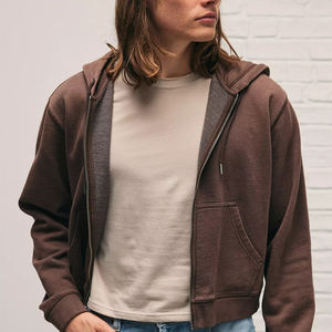 Sudadera corta con capucha corta y cremallera para mujer, Jersey corto, sudadera de manga larga, estilo callejero, hombro caído para niñas - Product Image 4