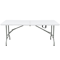 Table pliante blanche en gros, jardin, 6 pieds, tables pliantes en plastique pour l'extérieur, pour les événements