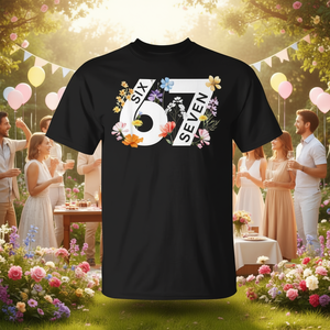 T-shirt con numero 67 per il 67° compleanno a tema floreale, personalizzabile, promozionale - Product Image 3