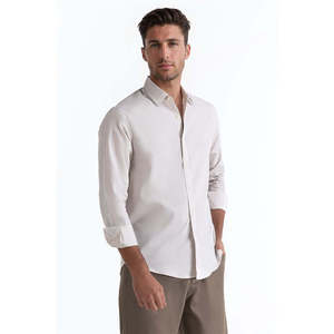 Camisa Casual de Lino y Algodón para Hombre, Cuello Mao, Transpirable, Teñido Liso, Talla XL, para Otoño, Suministro ODM - Product Image 3