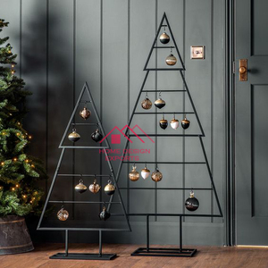 Golden Finished Wooden Base Metal Floor Christmas Tree Home Indoor Decor Metal <b>Ornaments</b> - Product Image 4