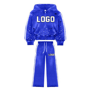 Conjunto Deportivo Unisex con Estampado Personalizado, Sudadera con Capucha de Felpa Gruesa con Pedrería y Pantalones Jogger Acampanados - Product Image 1