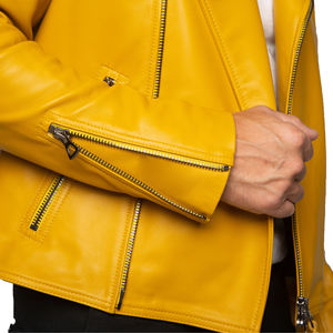 Veste en cuir vintage de style nouveau pour hommes, veste décontractée à fermeture éclair, légère, col, veste en cuir pour hommes, veste pour hommes - Product Image 6