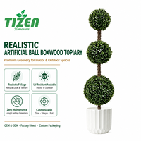 Topiaire artificielle en buis à trois boules, 120 cm, plante en pot artificielle en PE, résistante aux UV, pour intérieur et extérieur