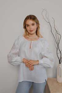 Chemisier en popeline à col en V et en coton vintage roumain simple et décontracté à manches courtes fêtes de printemps et d'hiver - Product Image 6