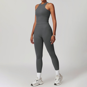 Traje deportivo sin costuras Racerback para mujer con cordón en la cintura, levantamiento de glúteos, hermosa espalda, ropa deportiva para Yoga, incluidos pantalones cortos - Product Image 3