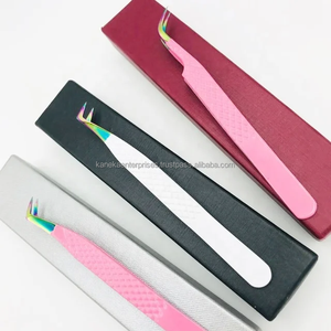 Pinces à cils professionnelles en acier rose, pointe multi-acier inoxydable, texture lisse, antistatique, durable, outil pour cils volumineux, personnalisable - Product Image 5