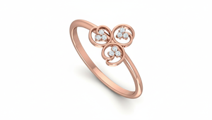 แหวนทอง 14k ประดับเพชรธรรมชาติรูปใบโคลเวอร์สามแฉกสำหรับผู้หญิง - Product Image 4