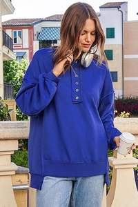 Fashion <b>Women's</b> Oversized Sweatshirts Casual Long Sleeve Button <b>Henley</b> Neck Pullover Tunic <b>Tops</b> Fall Fashion Outfits Trendy 2025 - Product Image 3