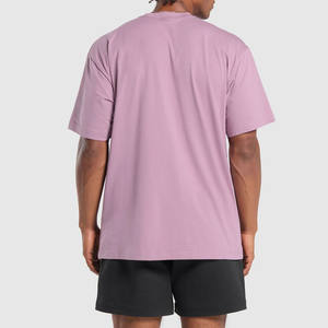 Camiseta de algodón 100% pesado para hombre, de manga corta Camiseta lisa de talla grande de gran tamaño, camiseta transpirable de punto con impresión de logotipo personalizado en la parte delantera - Product Image 5