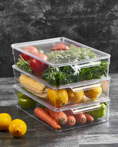 Minimalist Clear Refrigerator Storage Organizer Set-6L/4.75L/3.25L Stackable <b>Bins</b> <b>Lids</b> Multifunction Design for Kitchen Acrylic - Product Image 3