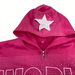 เสื้อฮู้ดสวมหัวขนแกะของผู้ชายประดับพลอยเทียมทรงพอดีตัวปกติกันเปื้อนสำหรับฤดูใบไม้ร่วงเสื้อผ้าแนวสตรีทผ้าคอตตอนผสมสไตล์วินเทจ - Product Image 4