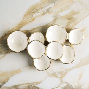 Bol à condiments de forme irrégulière, multi-compartiments, écologique, taille personnalisable, design moderne, luxe, bordure dorée en métal - Product Image 1