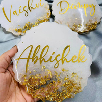 Posavasos de Resina Epoxi de Primera Calidad, Impermeables, con Forma de Animal, Personalizados con Nombre, Diseño Modelo Love, 4 Pulgadas, Regalo Perfecto para Bodas
